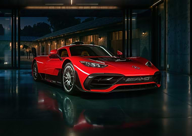 Red Mercedes-AMG One Supercar