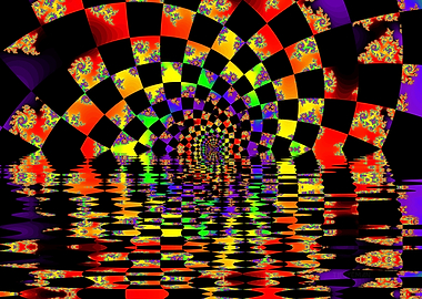 'Rainbow Spiral Checkerboard Lake'