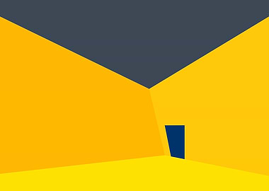 Abstract Yellow Room with Blue Door