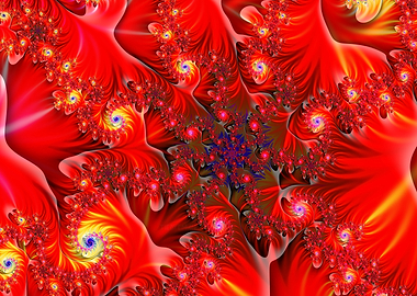 'Scarlet Begonias' Fractal Art