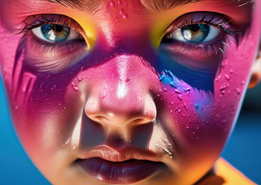 Colorful Face Close-Up