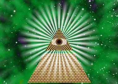 All-Seeing Eye Pyramid Fractal Graphic Art