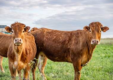 Brown Cows in a Green Field