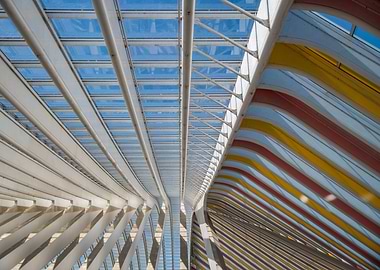 Modern Architecture Ceiling with Colorful Beams