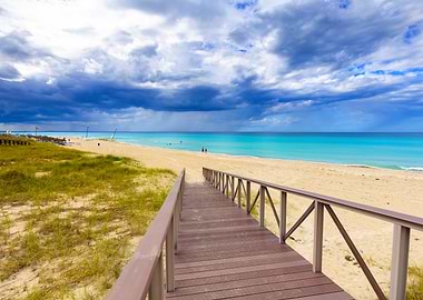 Beach Boardwalk Under Cloudy Sky, Varadero