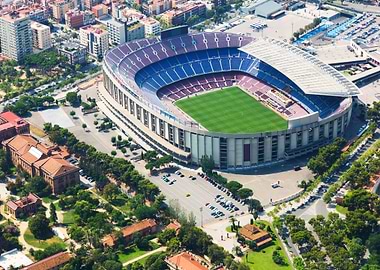 Aerial view of a large stadium