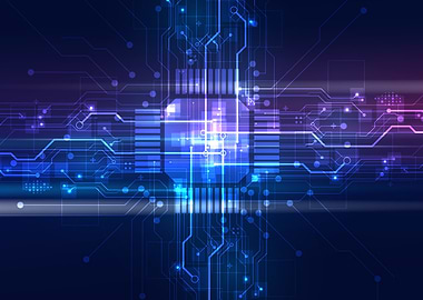 Abstract Blue Circuit Board Illustration