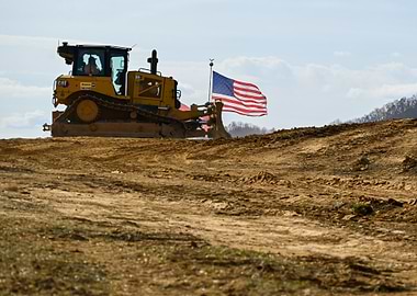 D6 Bulldozer with American Flag