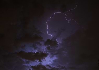 Lightning Strike in Dark Cloudy Sky