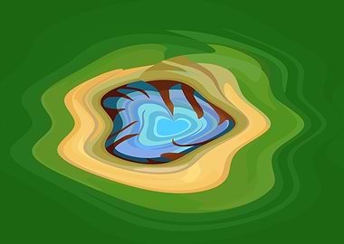 Abstract Lake in Green Landscape 2