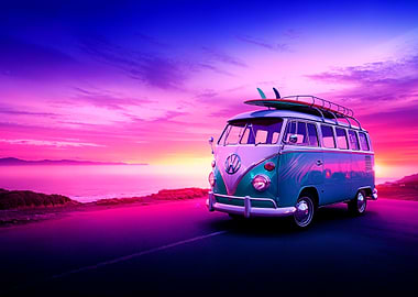 Volkswagen Van at Sunset