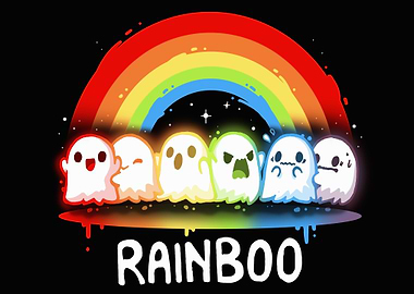 Rainbow Ghosts Cartoon Illustration