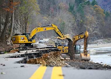 River Road Repair with Excavators