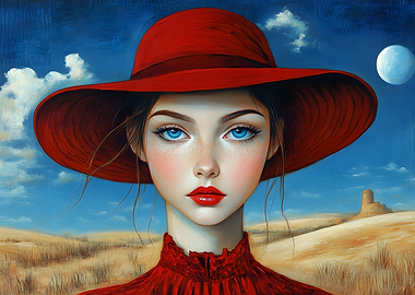 Woman in Red Hat Portrait