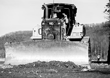 Caterpillar Bulldozer in Black and White