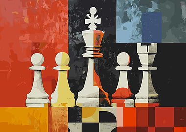 Abstract Pop Chess Pieces Art