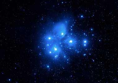 Pleiades Star Cluster in Deep Space