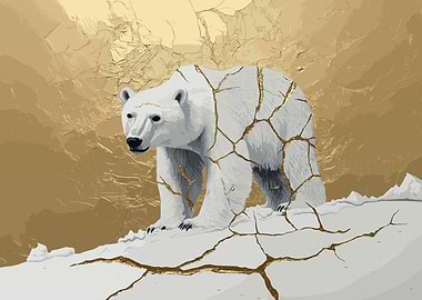 Kintsugi Polar Bear Art