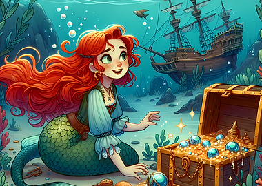 Magical Mermaid Treasure Discovery – Fantasy Underwater Poster
