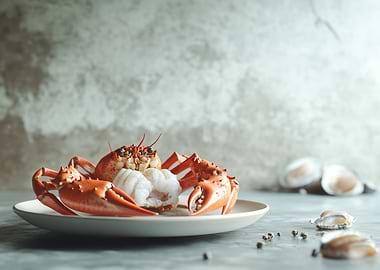 Cooked Crab on Plate Still Life