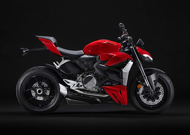 Red Ducati Streetfighter V2 Motorcycle