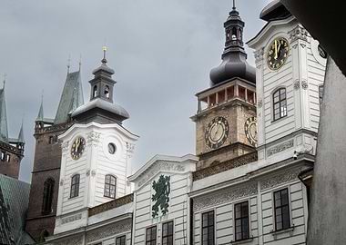 Hradec Kralove Architecture with Clock Towers
