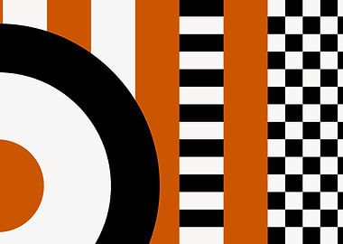 Abstract Geometric Pattern with Circles and Stripes