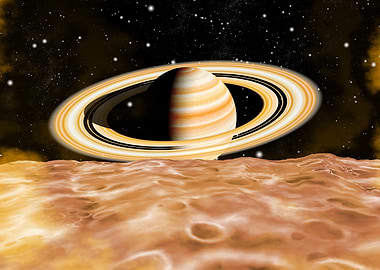 'Moon's View of Saturn' Fractal Art