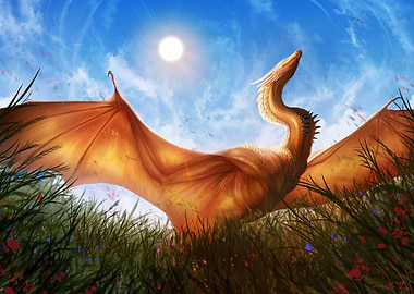 Golden Dragon in Field