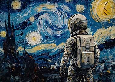 Astronaut Starry Night