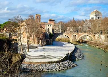 Rome cityscape with Tiber River view