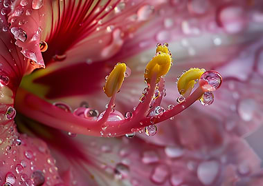 Pink Flower with Water Droplets