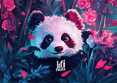 Lofi Panda Floral Jungle