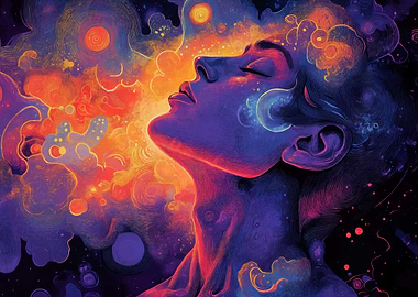 Abstract Woman Cosmic Background