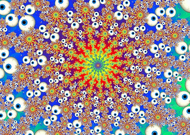 'Googly Eyed Rainbow Spiral' Fractal Art
