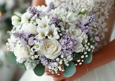 Elegant White and Lavender Wedding Bouquet