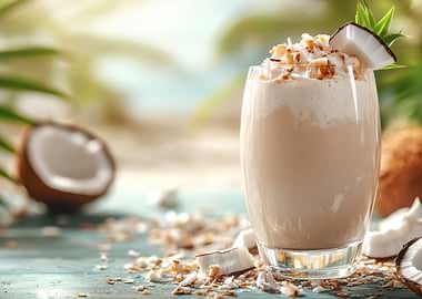 Coconut Smoothie on a Tropical Beach