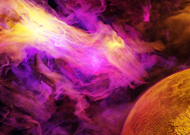 Nebula and Planet Digital Art