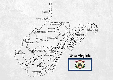 Hand Drawn Map of West Virginia
