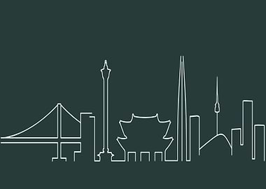 Seoul Skyline Minimalist White Outline