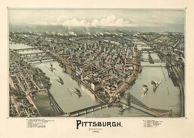 Pittsburgh Pennsylvania 1902 Vintage City Map