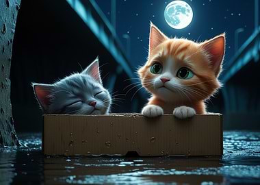 Two Cute Cats in a Box