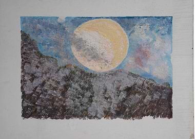 Mountain and Moon Painting