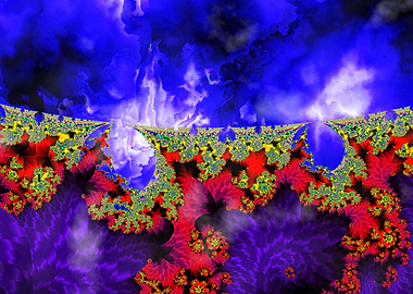 'Plateau' Fractal Landscape with Stormy Sky