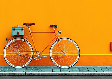 Orange Bicycle with Teal Cooler
