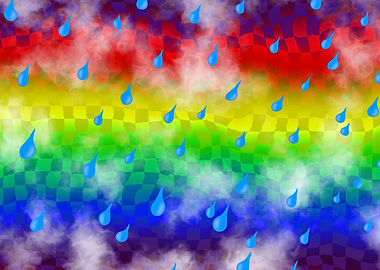 'Rainbow Checker Drops' Fractal Art
