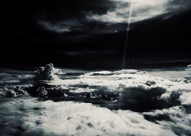 Monochrome Clouds with Sun Ray
