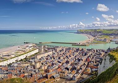 Le Treport beach town panorama