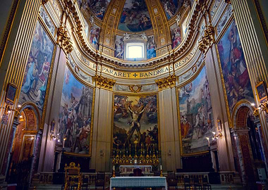 Ornate Church Interior with Religious Art