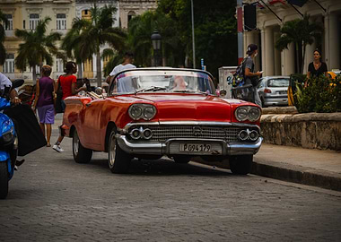 Classic Red Car in Cuba Street